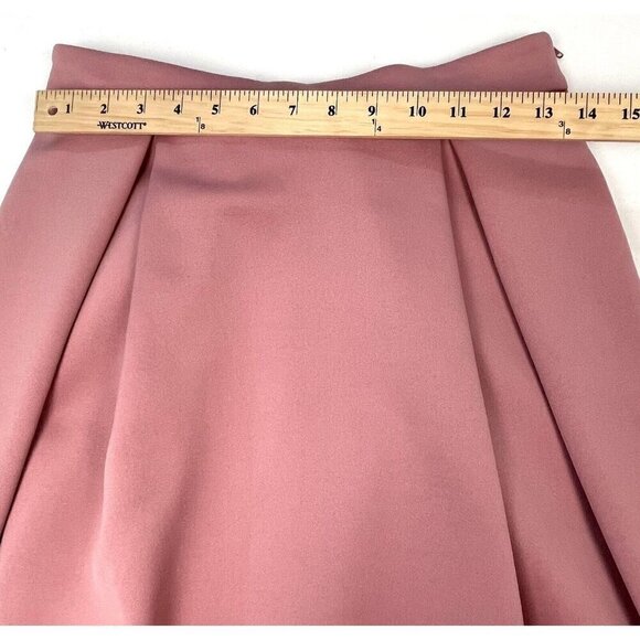 ASOS Womens SIZE 8 Blush Rose Pink Scuba Pleated Full Midi SKIRT Bow on Back EUC - Picture 3 of 7